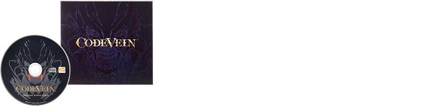 椎名豪作曲による CODE VEIN の重厚で壮大な楽曲を収録したオリジナルサウンドトラック。メインテーマ「CODE VEIN」を始め、立ちはだかる強敵たちとの死闘を彩る全22曲を収録。